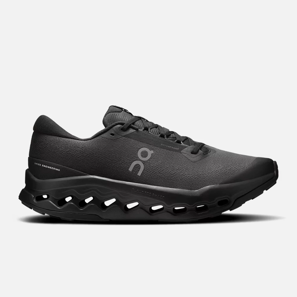 On Men's Cloudsurfer Trail 2 Waterproof Shoes - Black / Black